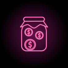Money In Jar Icon. Simple Thin Line, Outline Vector Of Banking Icons For Ui And Ux, Website Or Mobile Application