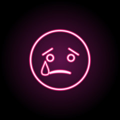 Poster - Cry neon icon. Simple thin line, outline vector of emoji icons for ui and ux, website or mobile application