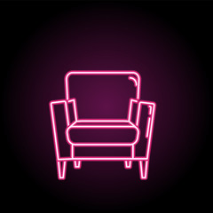 Wall Mural - Armchair neon icon. Simple thin line, outline vector of household icons for ui and ux, website or mobile application