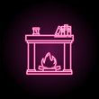 Christmas fireplace flat icon. Simple thin line, outline vector of household icons for ui and ux, website or mobile application
