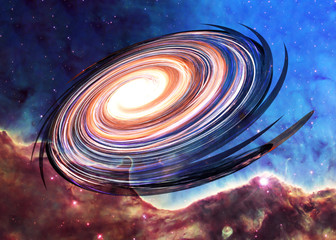 Wall Mural - far galaxy somewhere in deep space closeup. science fiction. dramatic space wallpaper. elements of t