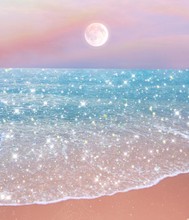 Glitter Ocean With Full Moon 