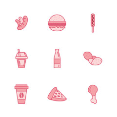 Poster - Isolated fast food line style icon set vector design