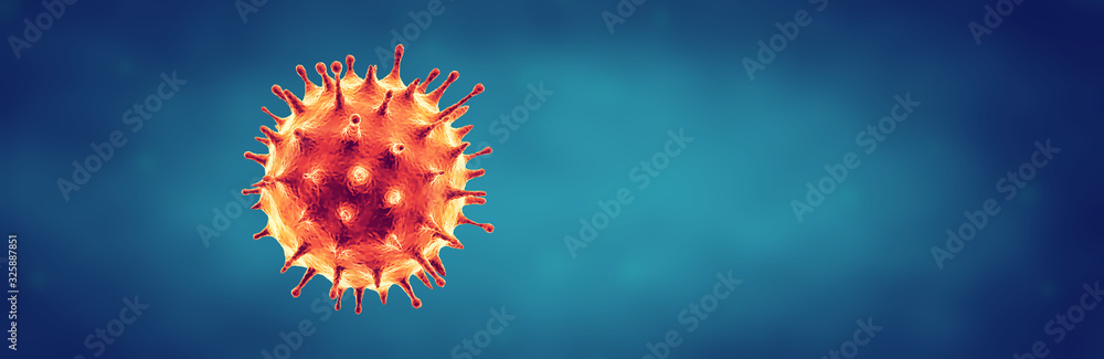 Coronavirus or Flu virus - Microbiology And Virology Concept - obrazy, fototapety, plakaty 