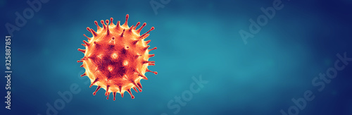 Fotografía Coronavirus or Flu virus - Microbiology And Virology Concept