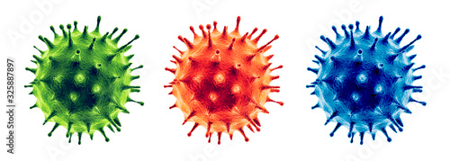 Fotografía Coronavirus or Flu virus isolated - Microbiology And Virology Concept