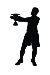 Sticker - Athlete with trophy silhouette vector