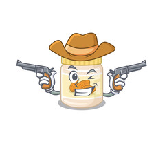 Wall Mural - Almond butter Cowboy cartoon concept having guns