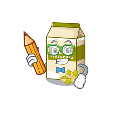 Sticker - A smart Student pistachio milk character holding pencil