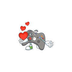 Sticker - A sweetie black joystick cartoon character holding a heart