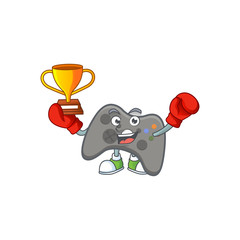 Sticker - Super cool Boxing winner of black joystick in mascot cartoon design