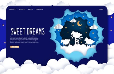 Wall Mural - sweet dreams vector website landing page design template
