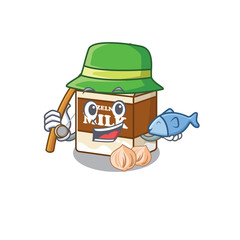 Sticker - A Picture of happy Fishing hazelnut milk design