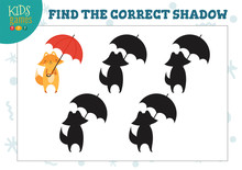 Find The Correct Shadow For Cute Cartoon Little Fox Educational Preschool Kids Mini Game