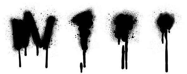 Wall Mural - spray paint vector elements isolated on white background. set of frame and black round ink stains, l