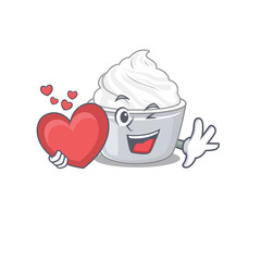 Sticker - Romantic sour cream cartoon picture holding a heart