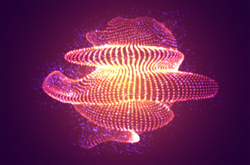 Wall Mural - vector abstract 3d object of luminous dots on a colored background