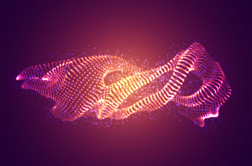 Wall Mural - vector abstract 3d object of luminous dots on a colored background