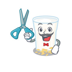 Poster - Cartoon character of Sporty Barber oats milk design style