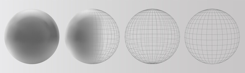 Wall Mural - set of vector spheres and balls on a white background with a shadow.