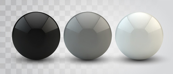 Wall Mural - set of vector spheres and balls on a white background with a shadow.