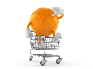 Canvas Print - Orange character inside shopping cart