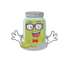 Sticker - A cartoon concept of Geek pumpkin seed butter design