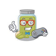 Poster - Smiley gamer pumpkin seed butter cartoon mascot style