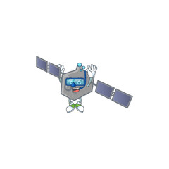 Wall Mural - A mascot icon of satellite network wearing Diving glasses