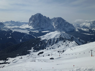 alpine panorama of the dolomite mountains