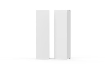 Wall Mural - Tall white paper box mock up template on isolated white background, 3d illustration
