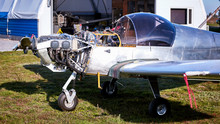 Lightweight Single-engine Aircraft Ready For Engine Maintenance.