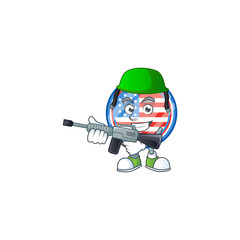 Canvas Print - Circle badges USA mascot design in an Army uniform with machine gun