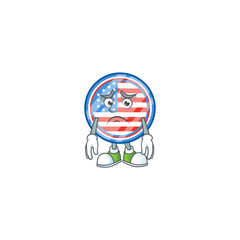 Wall Mural - Cartoon character of a circle badges USA having an afraid face