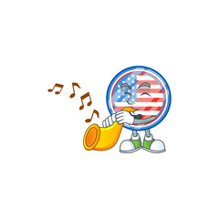 Sticker - cartoon character style of circle badges USA playing a trumpet