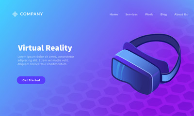 Wall Mural - virtual reality glasses for website template or landing homepage banner