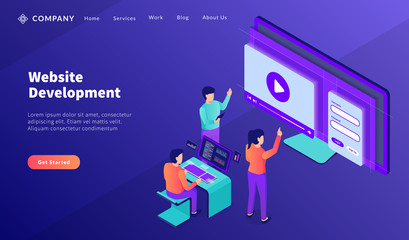 Wall Mural - team developer work for website development for website template or landing homepage