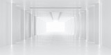 Fototapeta Perspektywa 3d - white hallway tunnel modern background with day lighting 3d render illustration