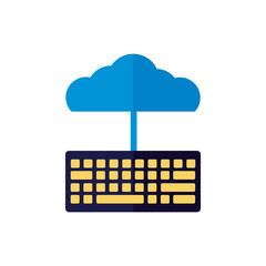 Sticker - cloud computing with keyboard flat style