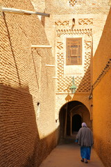 The historical medina of Tozeur (Ouled el Hadef), Tunisia, decorated with patterns of bricks and arcades 