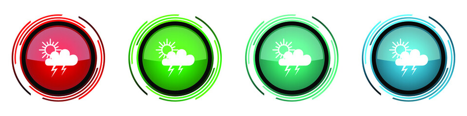 Poster - Storm round glossy vector icons, set of buttons for webdesign, internet and mobile phone applications in four colors options isolated on white background