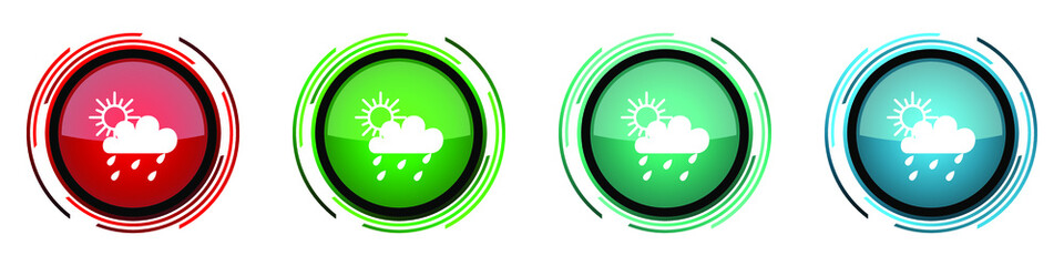 Aufkleber - Rain round glossy vector icons, set of buttons for webdesign, internet and mobile phone applications in four colors options isolated on white background