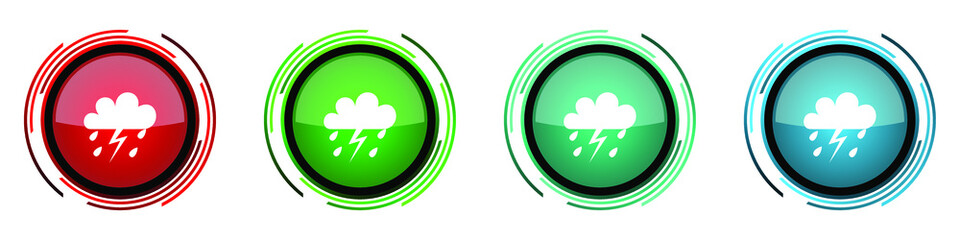 Poster - Storm round glossy vector icons, set of buttons for webdesign, internet and mobile phone applications in four colors options isolated on white background