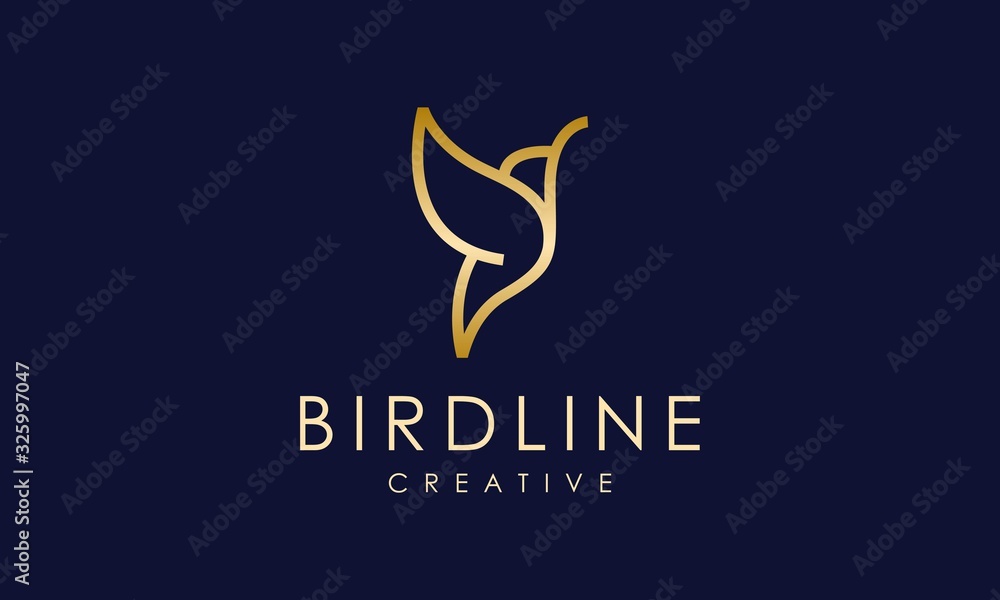 Luxury charming bird logo in golden color Stock Vector | Adobe Stock
