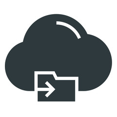 Sticker - file sharing cloud black icon on white background