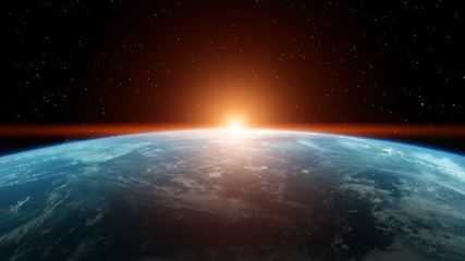 Wall Mural - planet earth, sunrise, stars, close up