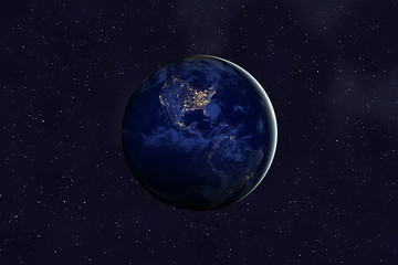 Wall Mural - blue planet among stars in universe