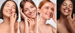 Leinwandbild Motiv Happy diverse women enjoying smooth skin