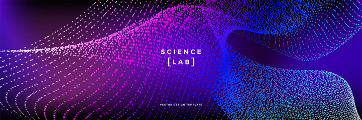panoramic science or technology background with dynamic particles. trendy colourful design template.