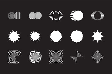 Wall Mural - universal geometric shapes set. design forms on black background